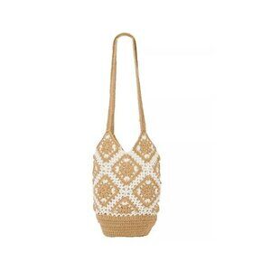 URBAN ORIGINALS Mini Sunflower crochet handmade women's tote bag -SAND BEIGE